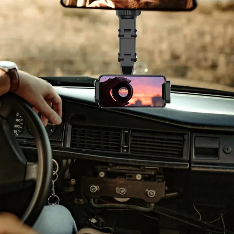 Suporte do telefone do carro multifuncional 360 graus rotativo espelho retrovisor automático assento pendurado clipe suporte do telefone celular para carro